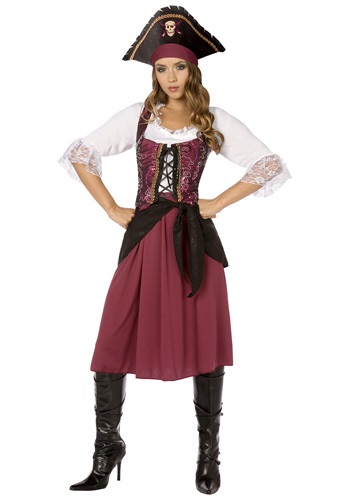 Disfraz de muchacha pirata bermellón