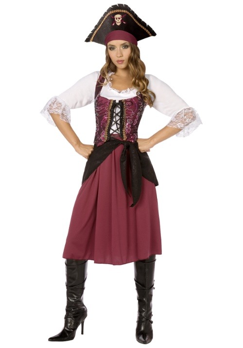 Disfraz de muchacha pirata bermellón