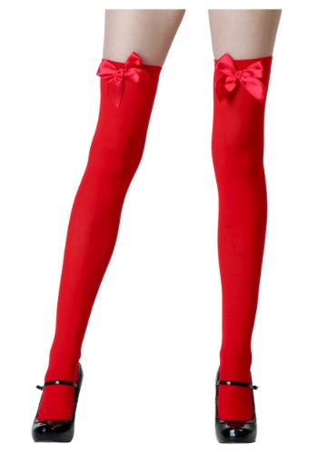 Medias rojas con lazos rojos